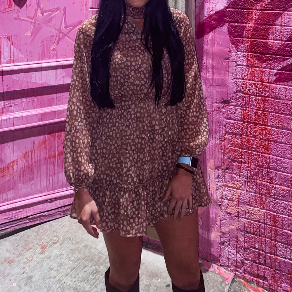 Boutique Short High Neck Flowy Dress